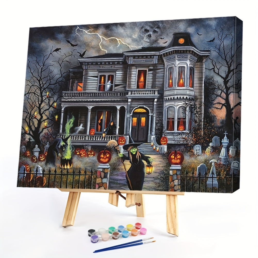 Casa assombrada mágica de Halloween DIY pintura digital 16x20 polegadas (sem moldura)