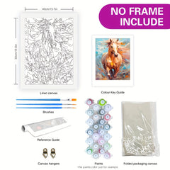 Colorful Horse Animal Digital Painting By Numbers Kit 16x20inch（No Frame）