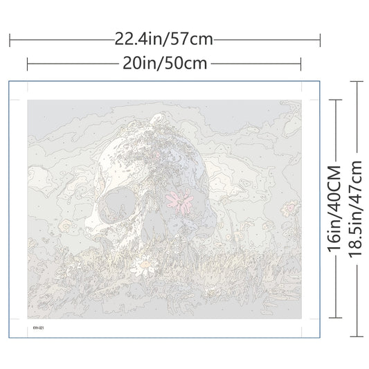 Skull flowers digital oil painting  Digital Painting 16x20inch（No Frame）