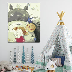 Cartoon Totoro Digital Painting Kit with Acrylic Paints and Brushes 16x20inch  (No Frame)