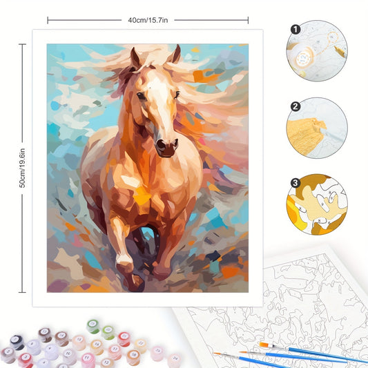 Kit de pintura digital de animal de cavalo colorido por números 16x20 polegadas (sem moldura)