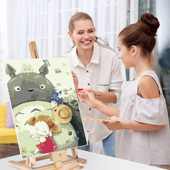 Kit de pintura digital Totoro de desenho animado com tintas acrílicas e pincéis 16x20 polegadas (sem moldura) 