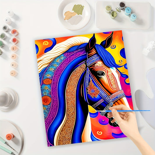 Metal Style Colorful Horse Animal Digital Painting 16x20inch（No Frame）