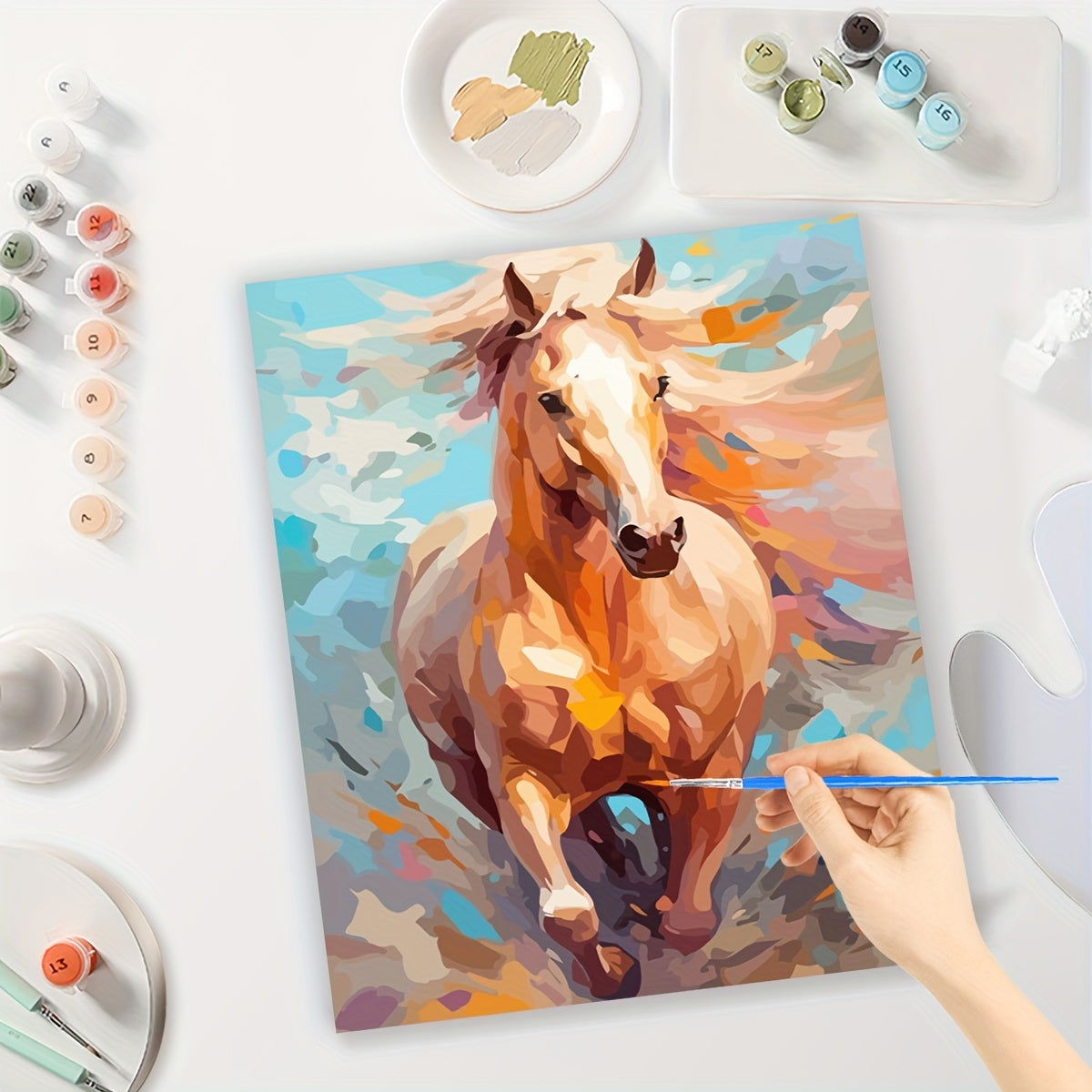 Colorful Horse Animal Digital Painting By Numbers Kit 16x20inch（No Frame）