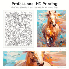 Colorful Horse Animal Digital Painting By Numbers Kit 16x20inch（No Frame）