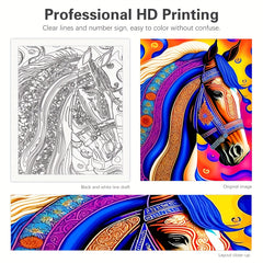 Metal Style Colorful Horse Animal Digital Painting 16x20inch（No Frame）