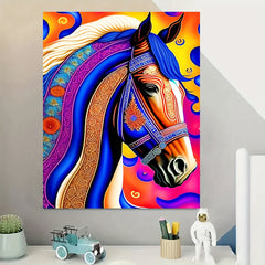 Pintura digital de animal de cavalo colorido estilo metal 16x20 polegadas (sem moldura)