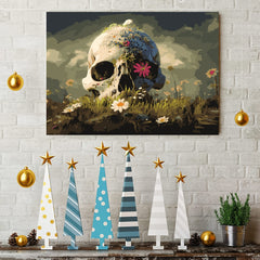 Skull flowers digital oil painting  Digital Painting 16x20inch（No Frame）